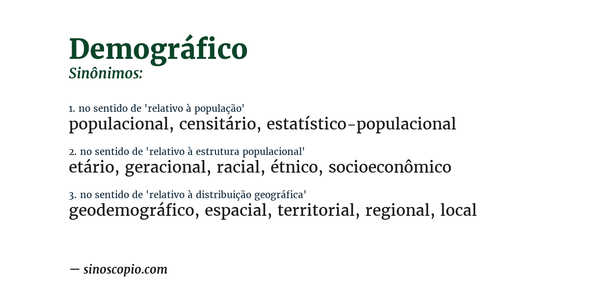 Sinônimo de demográfico