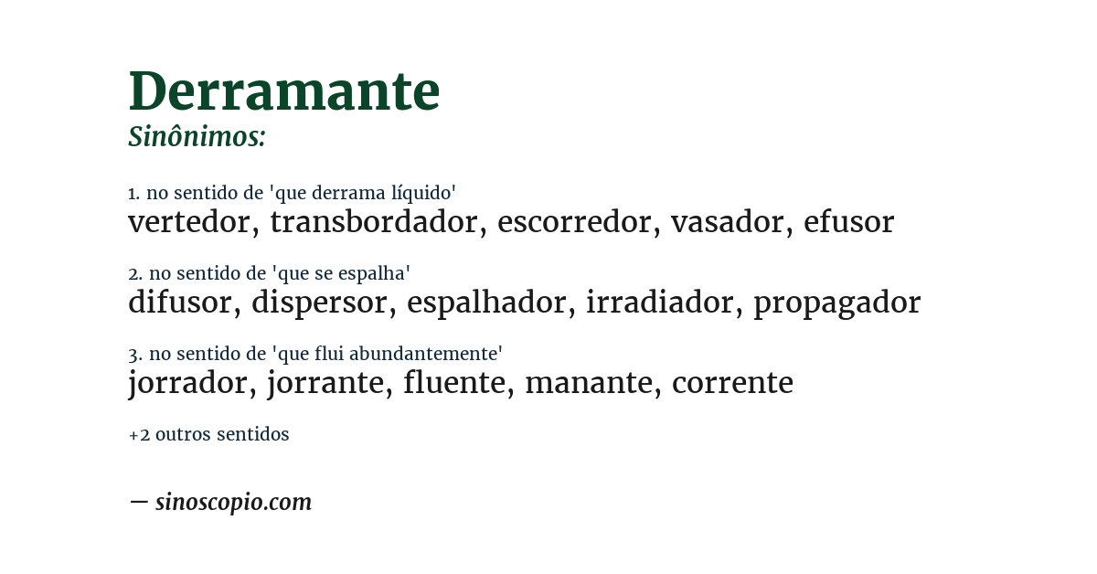 Sinônimo de derramante
