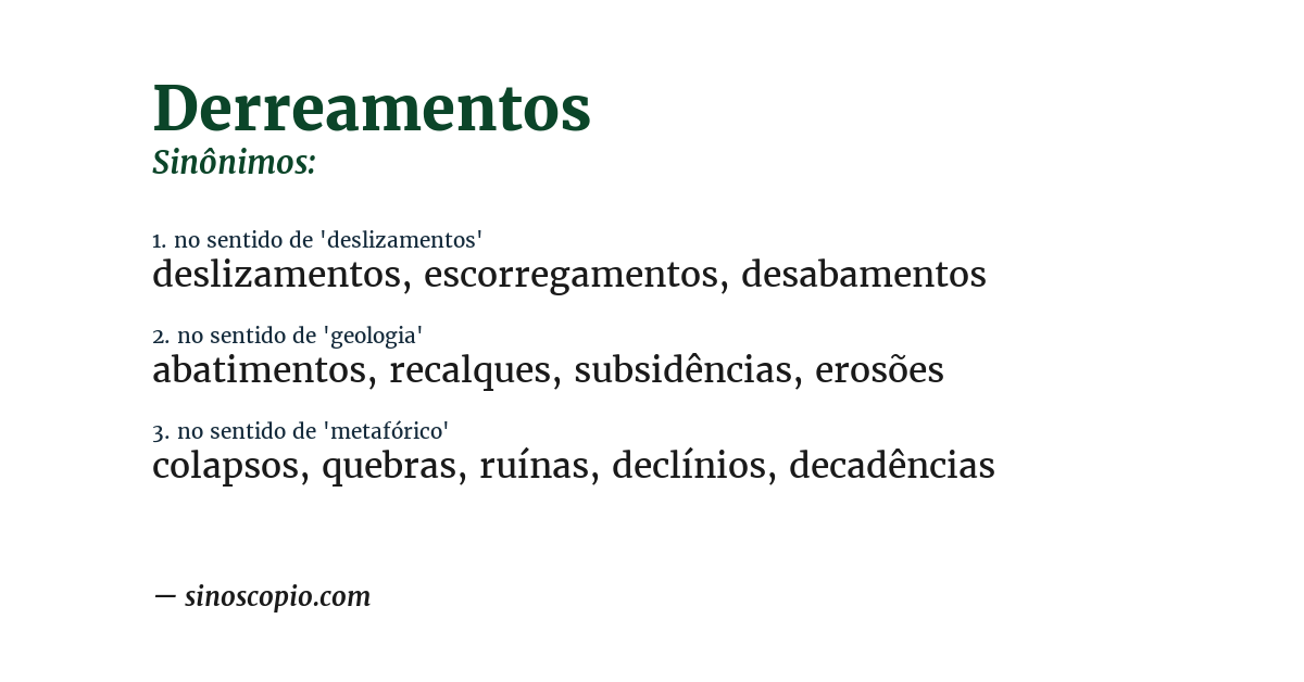 Sinônimo de derreamentos