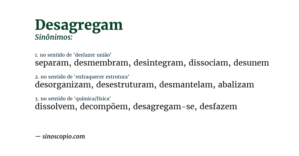 Sinônimo de desagregam