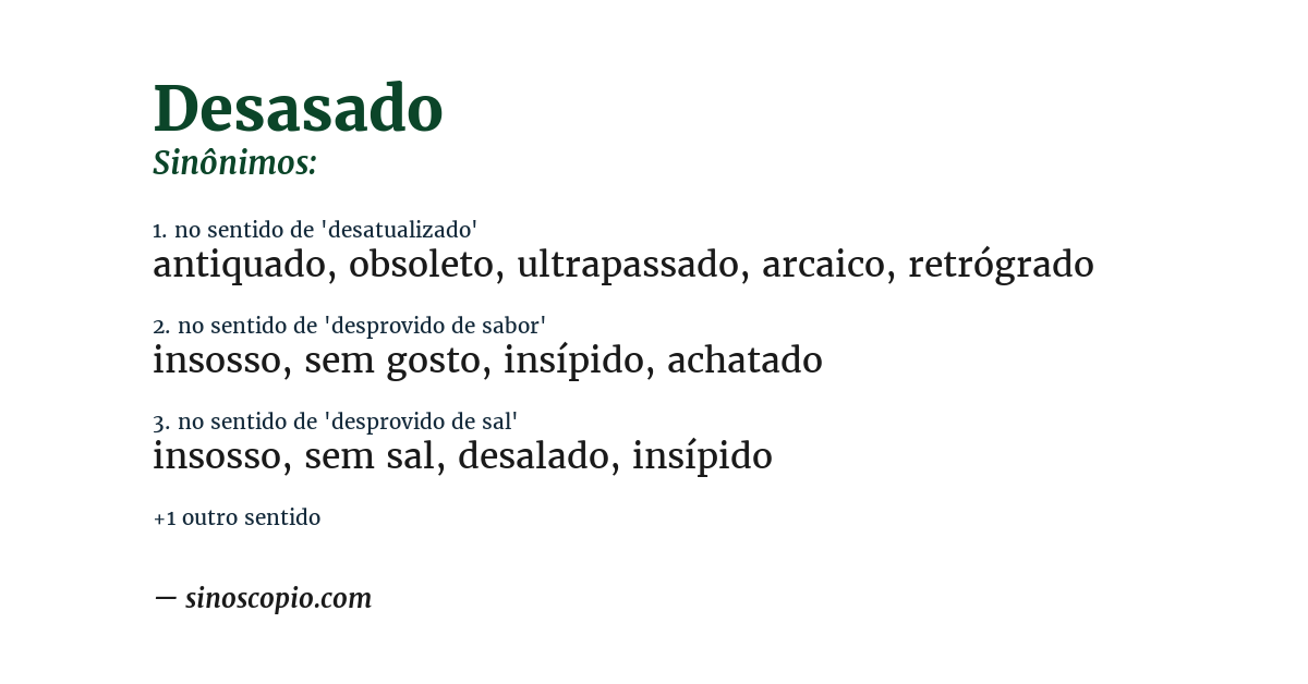 Sinônimo de desasado