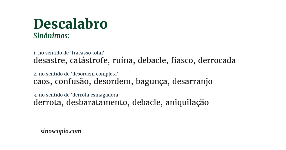 Sinônimo de descalabro