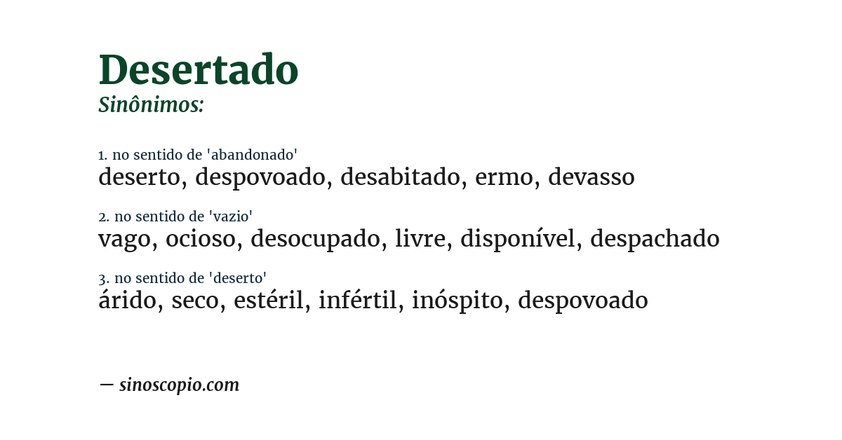 Sinônimo de desertado