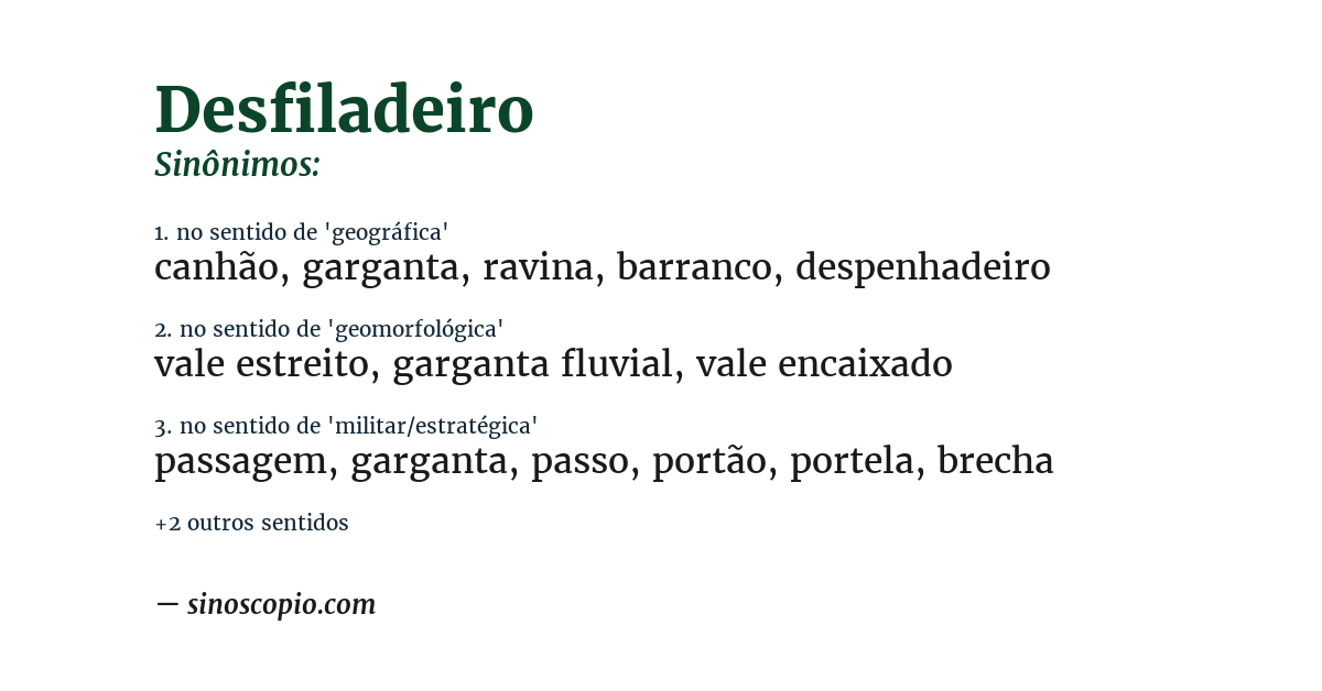 Sinônimo de desfiladeiro