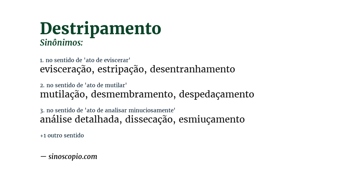Sinônimo de destripamento
