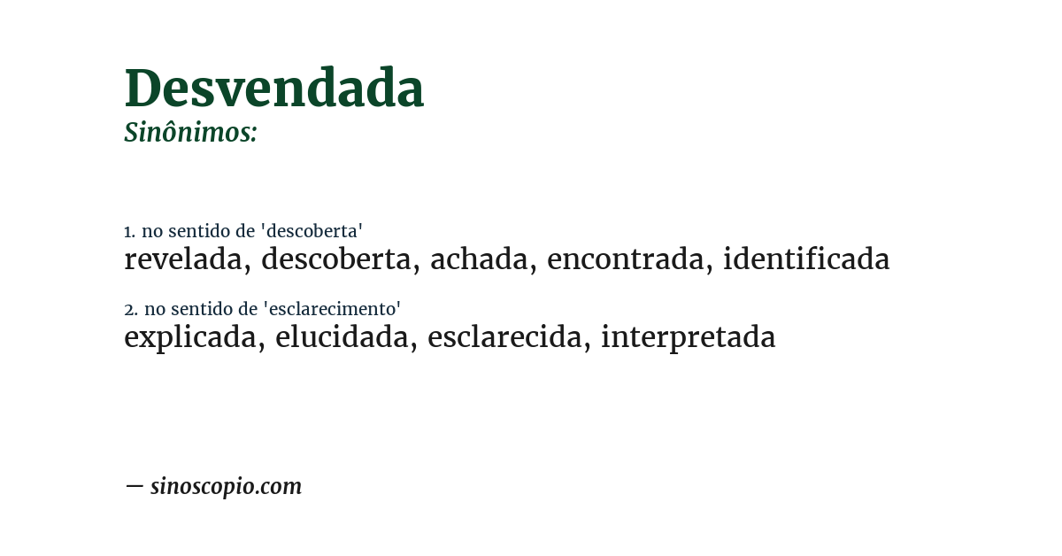 Sinônimo de desvendada