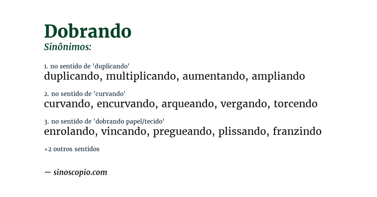 Sinônimo de dobrando