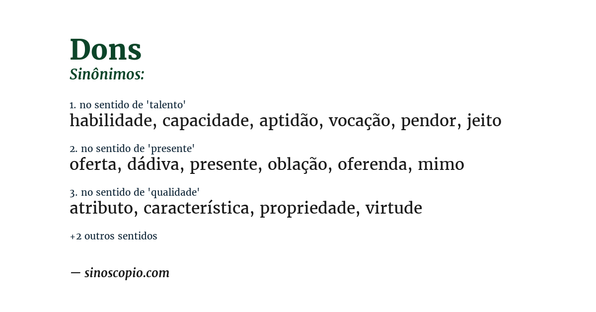 Sinônimo de dons