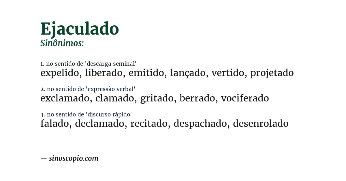 Sinônimo de ejaculado