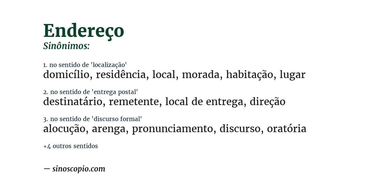 Sinônimo de endereço