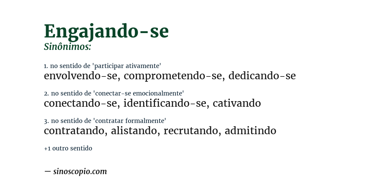 Sinônimo de engajando-se