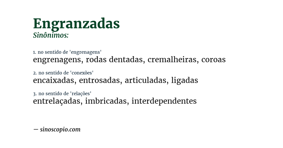 Sinônimo de engranzadas