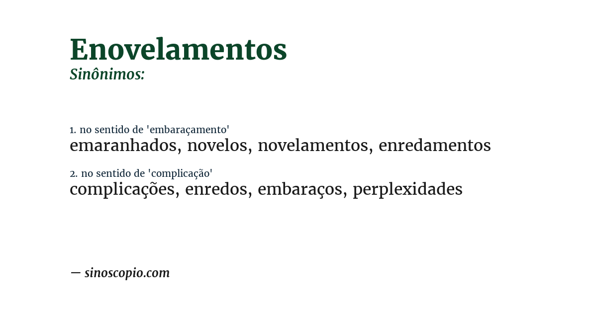 Sinônimo de enovelamentos