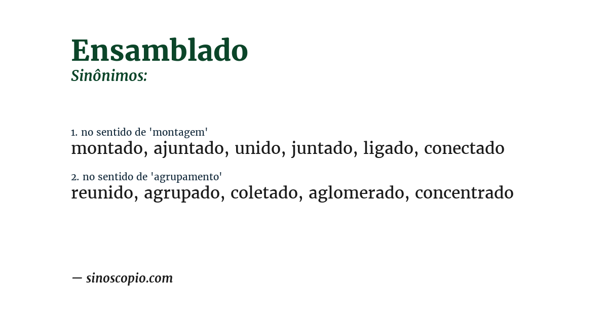 Sinônimo de ensamblado
