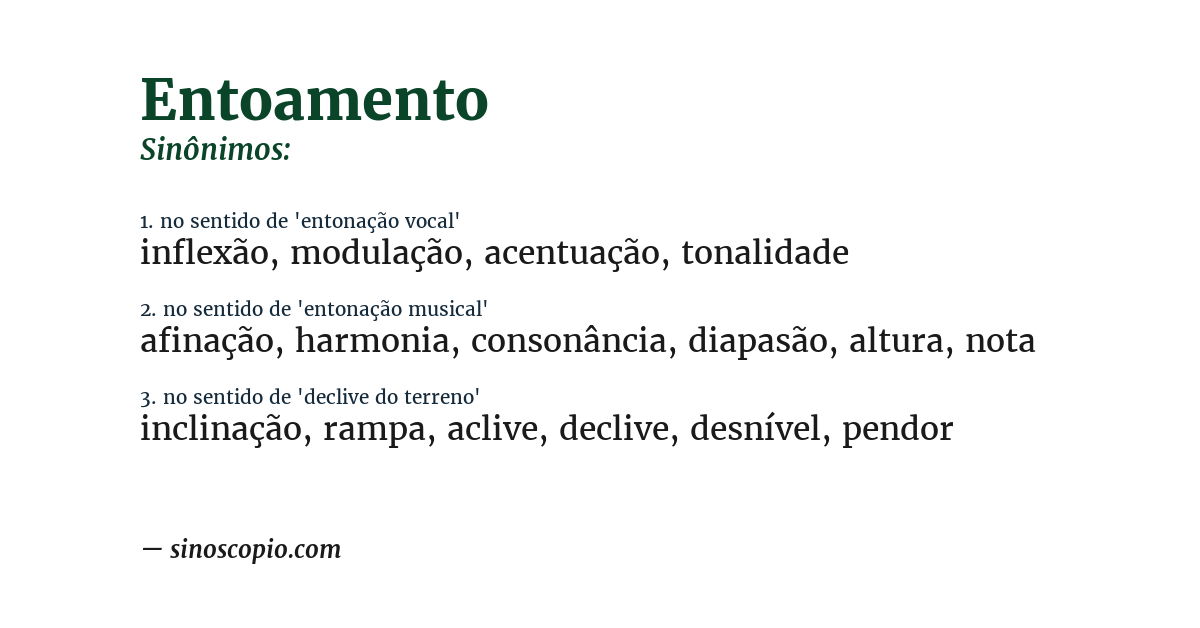 Sinônimo de entoamento