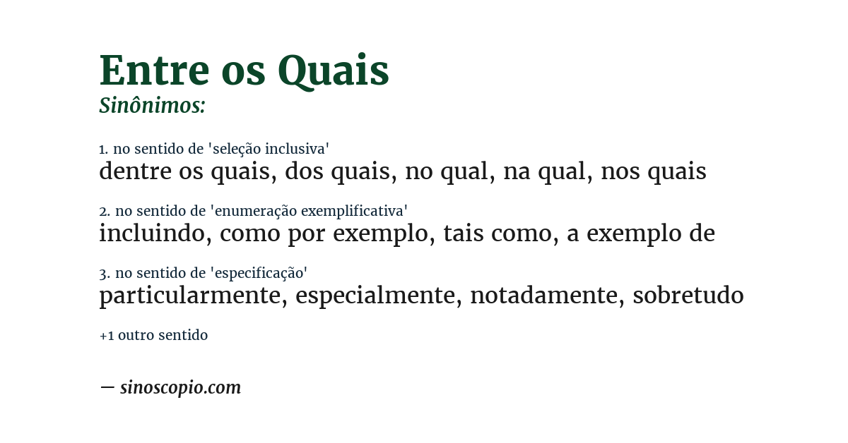 Sinônimo de entre os quais