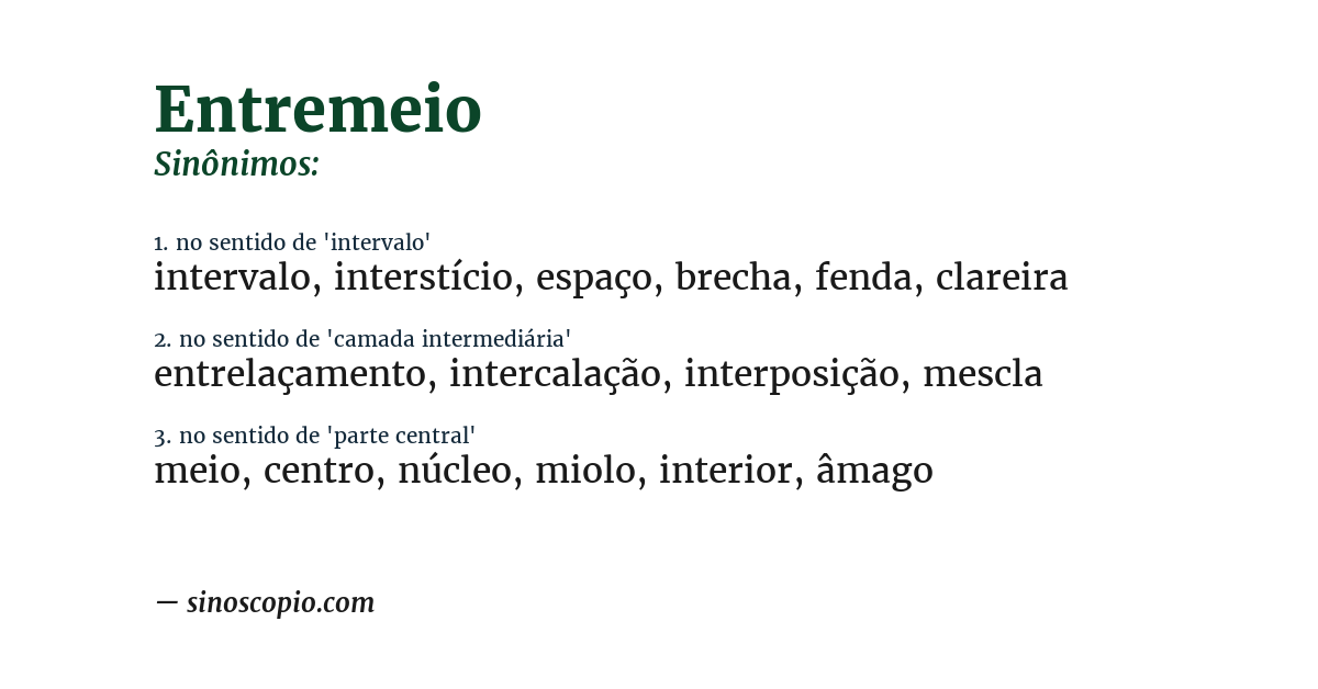 Sinônimo de entremeio