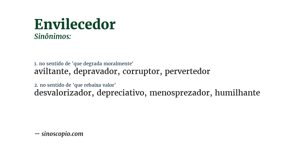 Sinônimo de envilecedor