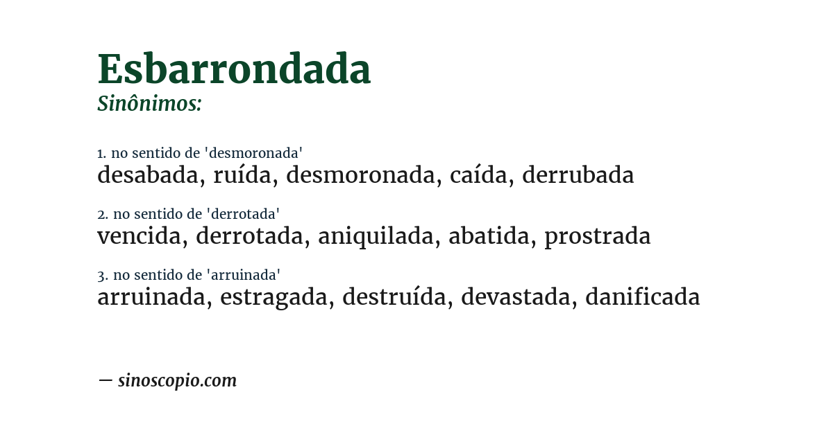 Sinônimo de esbarrondada