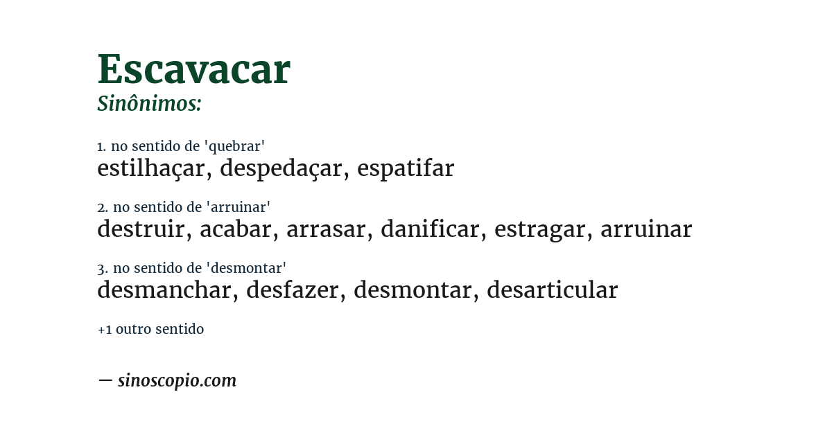 Sinônimo de escavacar