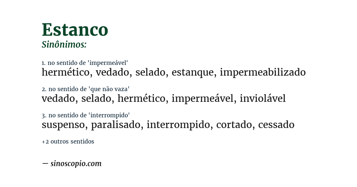 Sinônimo de estanco