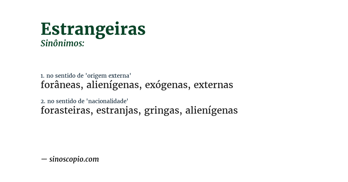Sinônimo de estrangeiras