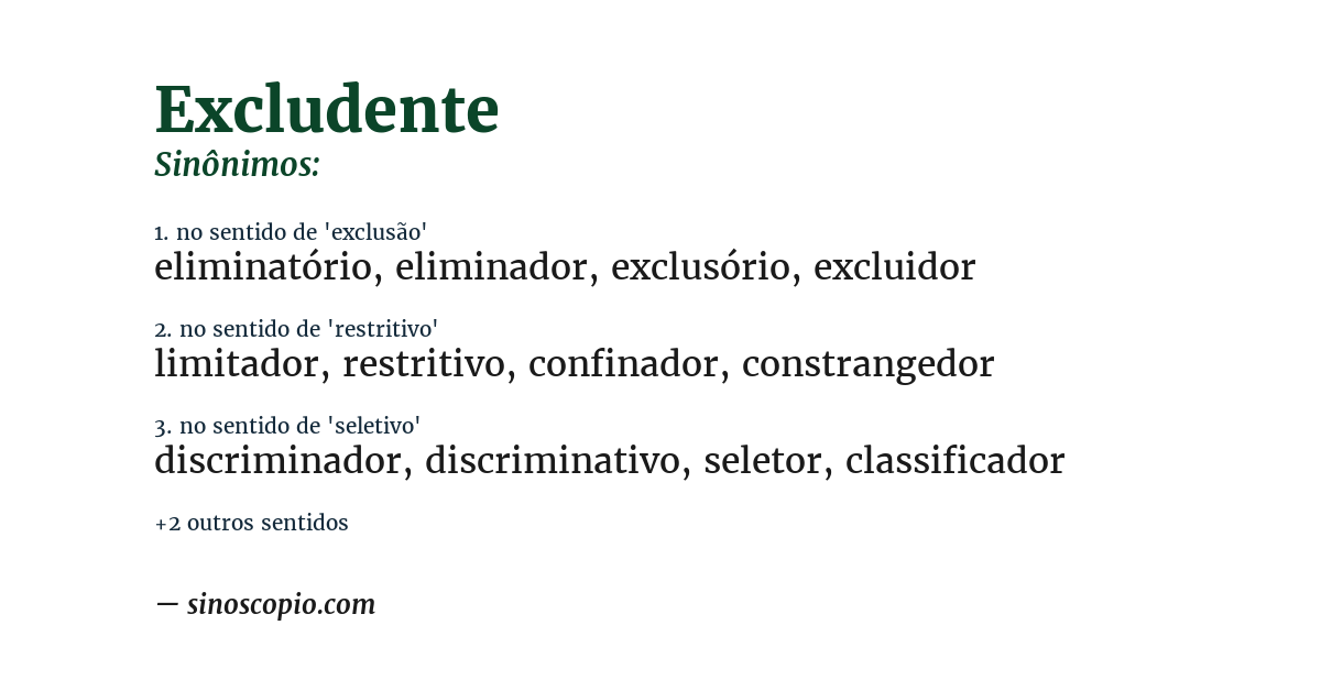 Sinônimo de excludente