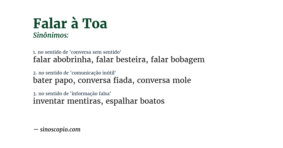 Sinônimo de falar à toa