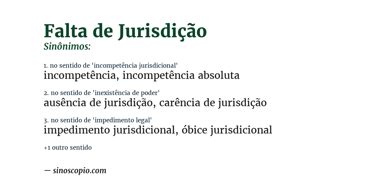 Sinônimo de falta de jurisdição