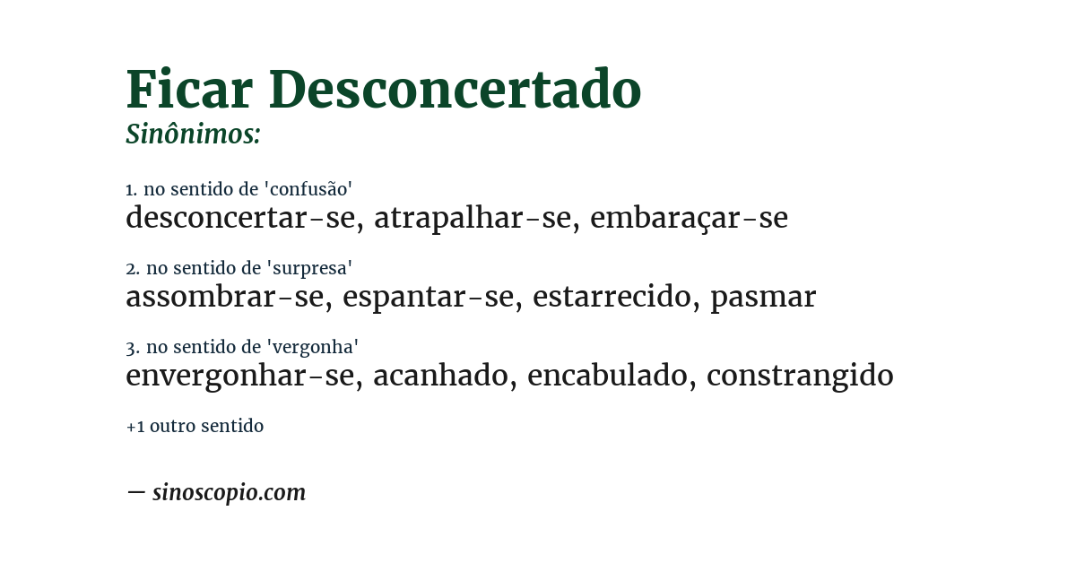 Sinônimo de ficar desconcertado