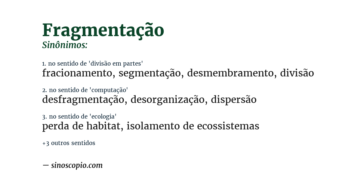 Sinônimo de fragmentação