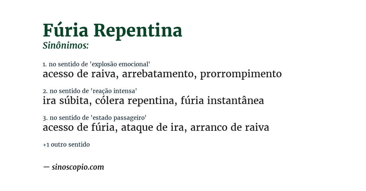 Sinônimo de fúria repentina