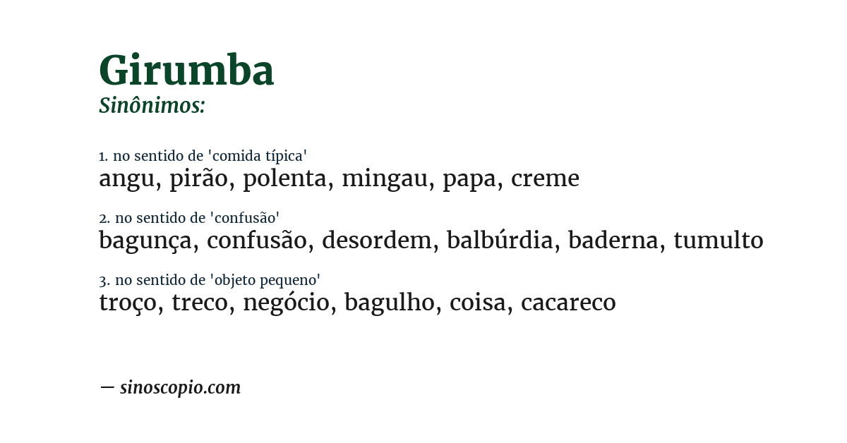 Sinônimo de girumba