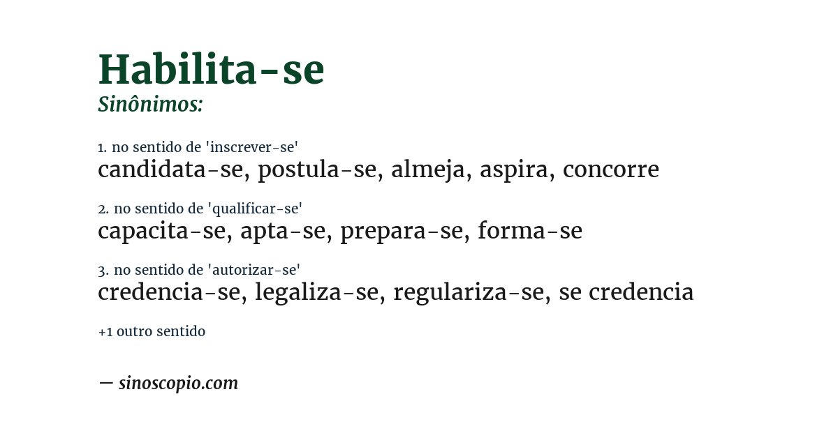 Sinônimo de habilita-se