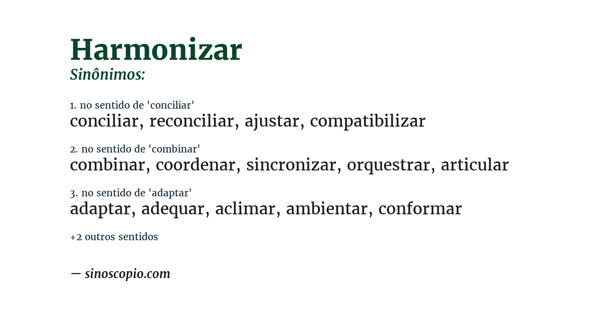 Sinônimo de harmonizar