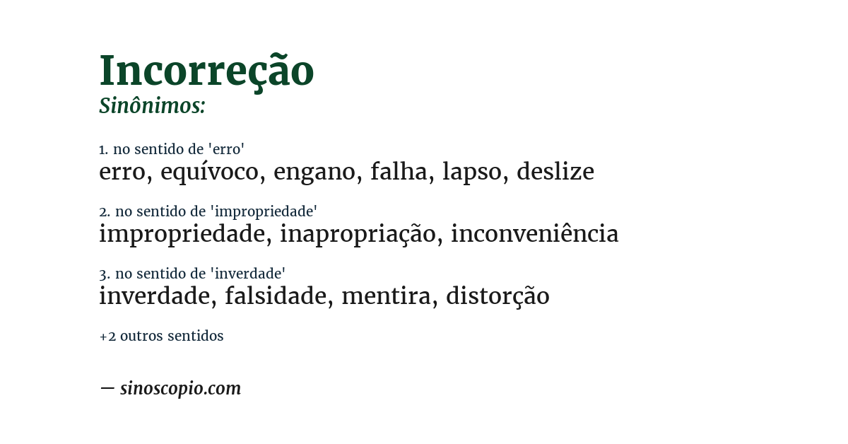 Sinônimo de incorreção