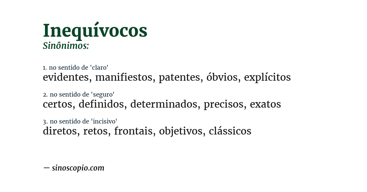 Sinônimo de inequívocos