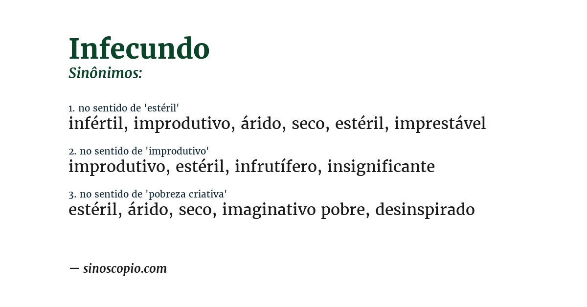 Sinônimo de infecundo