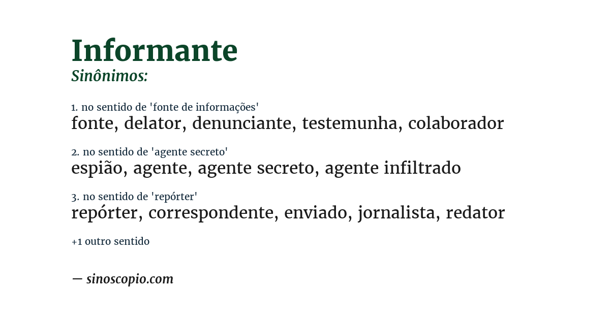 Sinônimo de informante