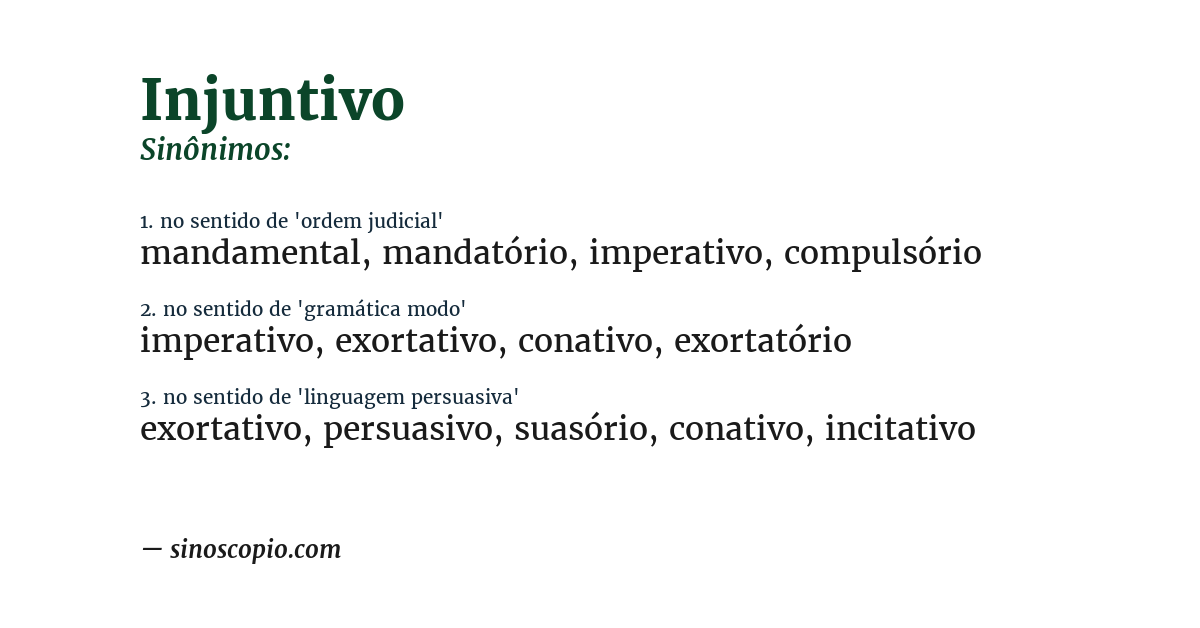 Sinônimo de injuntivo