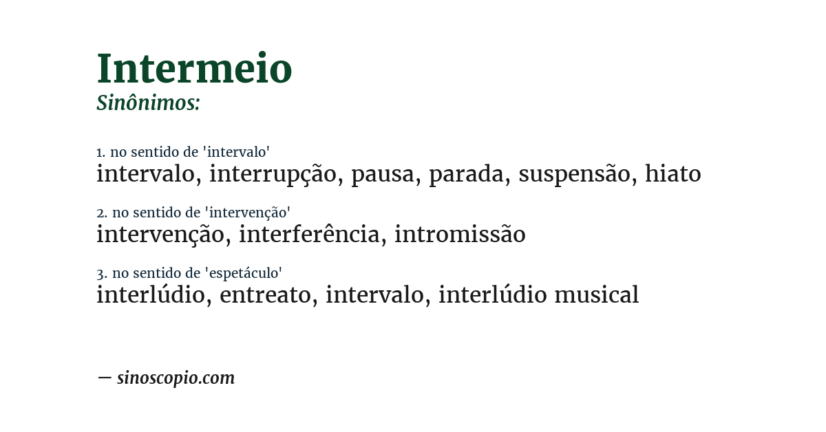 Sinônimo de intermeio