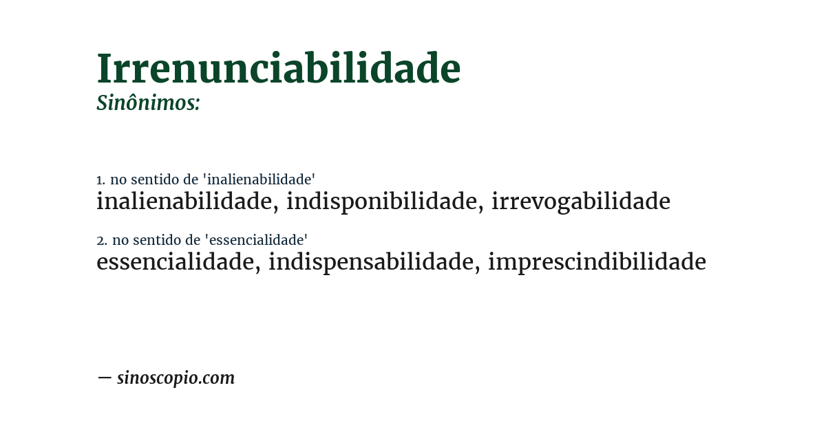 Sinônimo de irrenunciabilidade