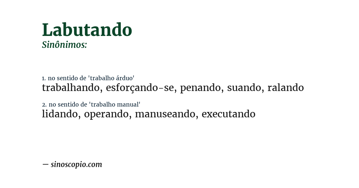 Sinônimo de labutando