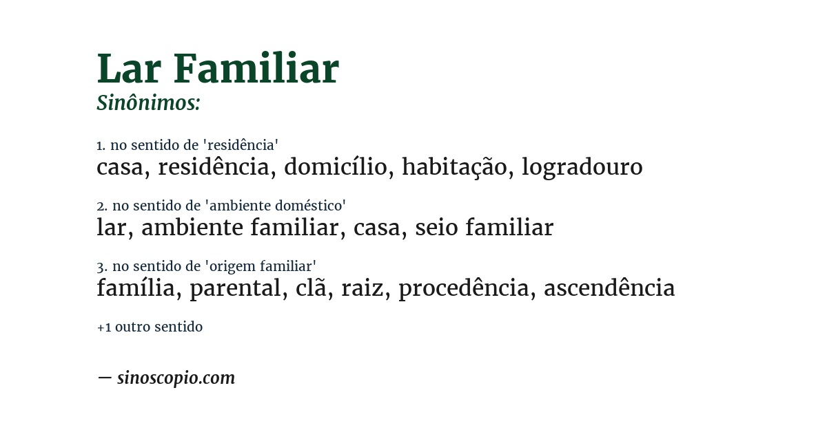 Sinônimo de lar familiar