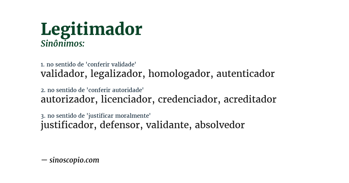 Sinônimo de legitimador