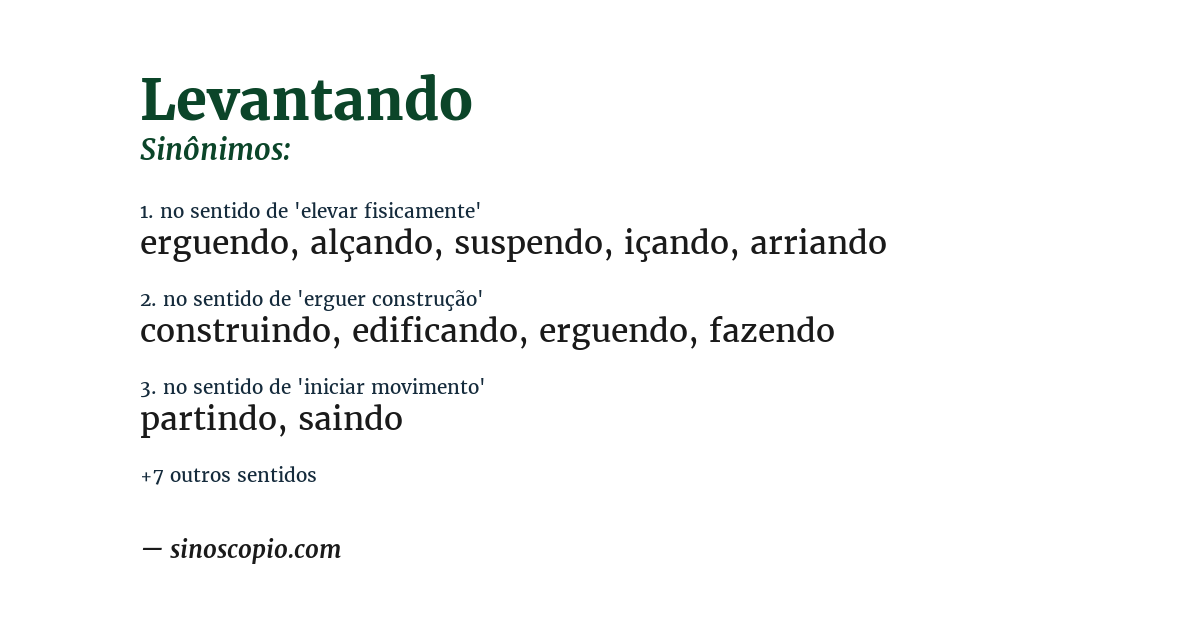 Sinônimo de levantando