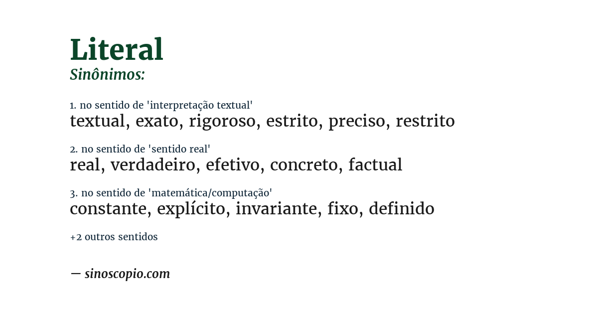 Sinônimo de literal
