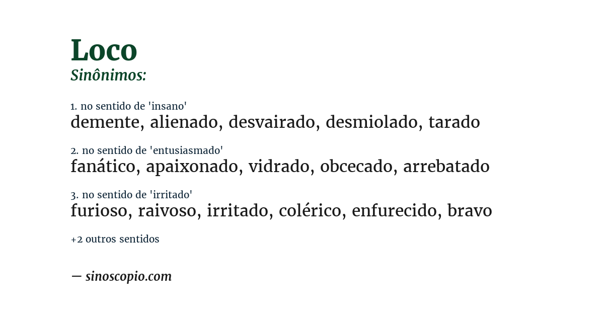 Sinônimo de loco