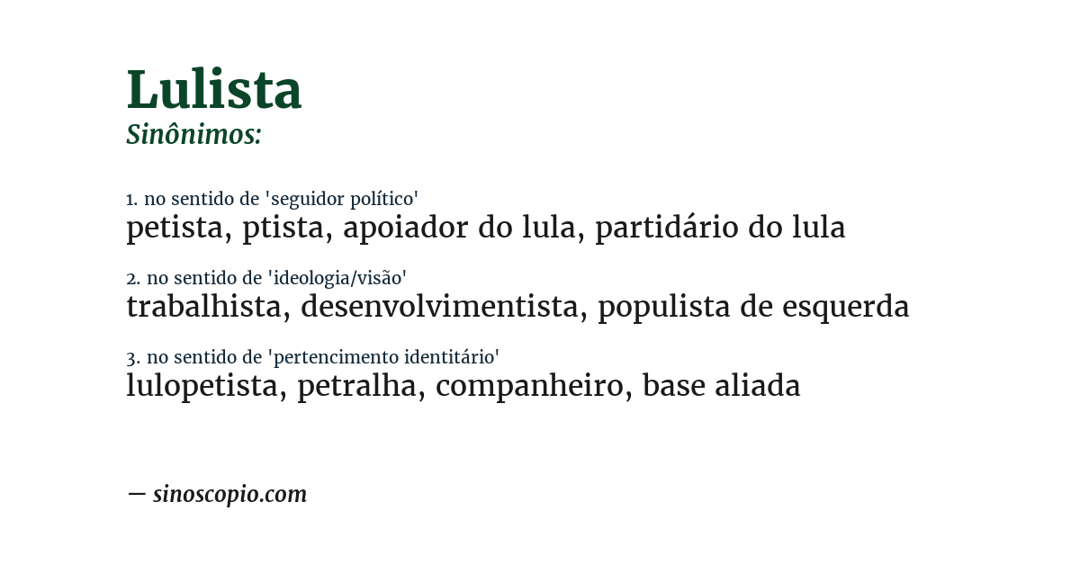 Sinônimo de lulista