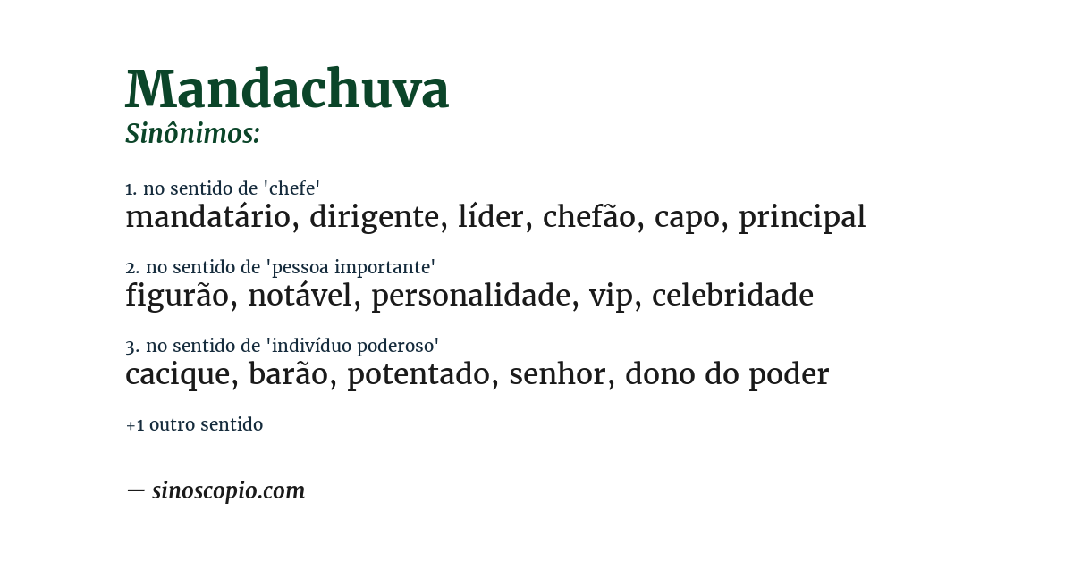Sinônimo de mandachuva